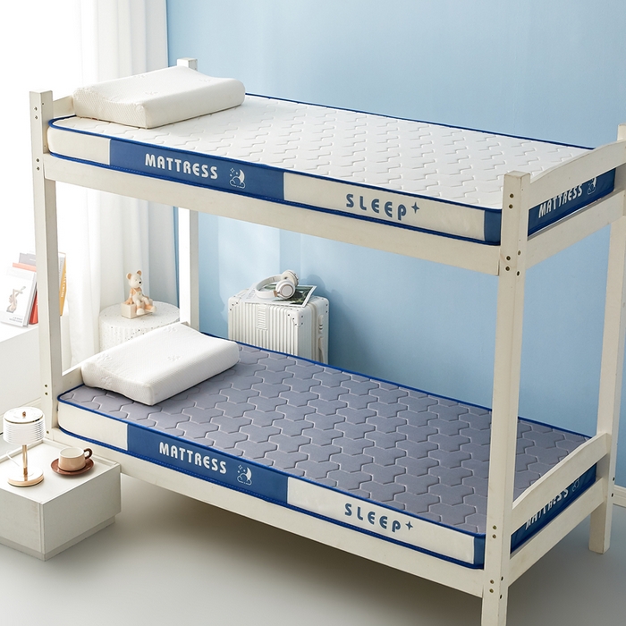 91家纺网 家纺一手货源 找家纺 一禾 2025新款立体纯色海绵牛奶丝床垫-学生床垫 立体灰蓝