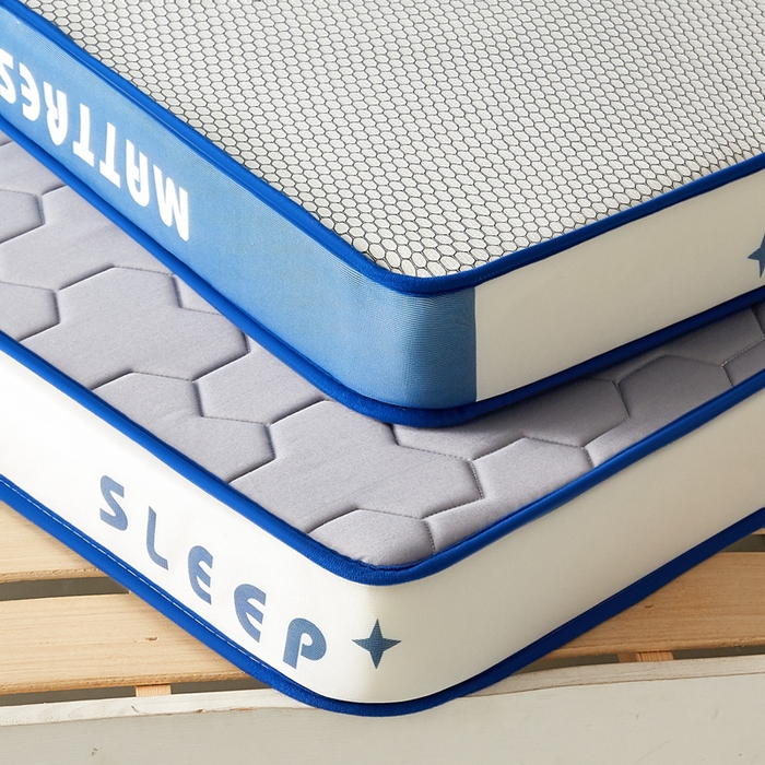 91家纺网 家纺一手货源 找家纺 一禾 2025新款立体纯色海绵牛奶丝床垫-学生床垫 立体灰蓝