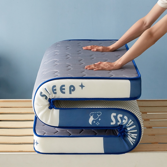 91家纺网 家纺一手货源 找家纺 一禾 2025新款立体纯色海绵牛奶丝床垫-学生床垫 立体灰蓝