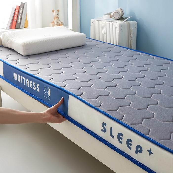 91家纺网 家纺一手货源 找家纺 一禾 2025新款立体纯色海绵牛奶丝床垫-学生床垫 立体灰蓝