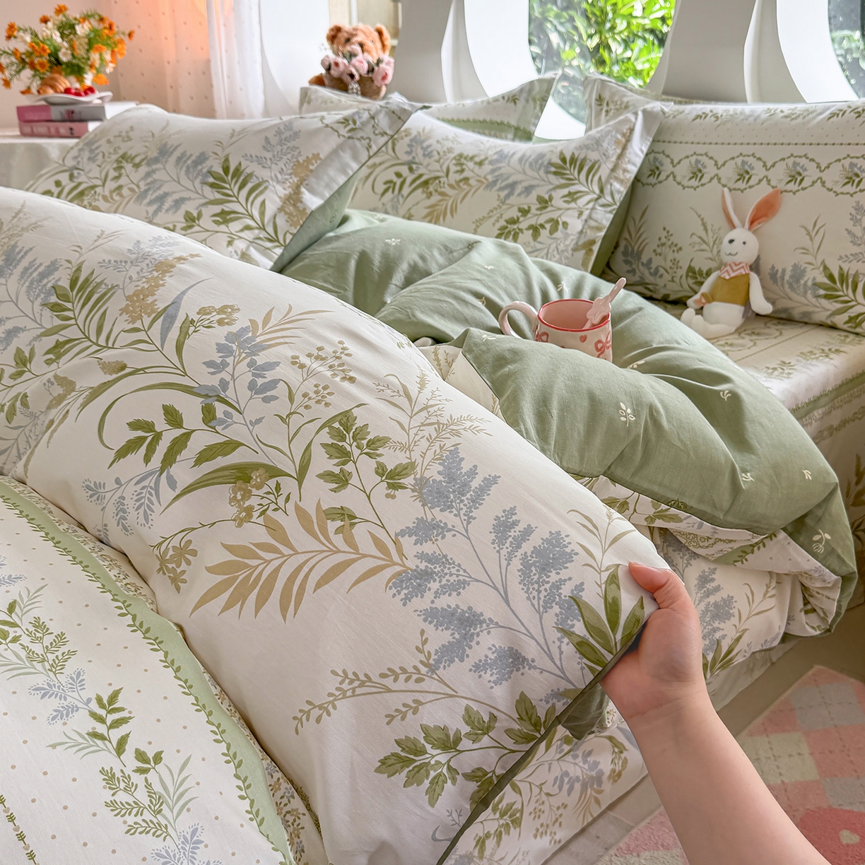 91家纺网 家纺一手货源 找家纺 壹贝家纺2025新款全棉四件套 沐雅清风