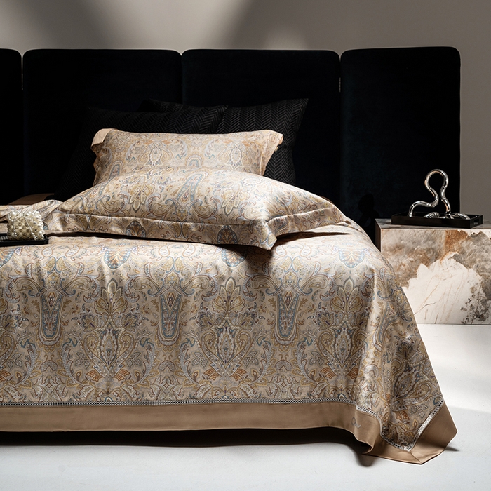 91家纺网 家纺一手货源 找家纺 丽笙被芯 2025新款A类兰精天丝欧式数码印花醋酸纤维夏被 奥罗拉