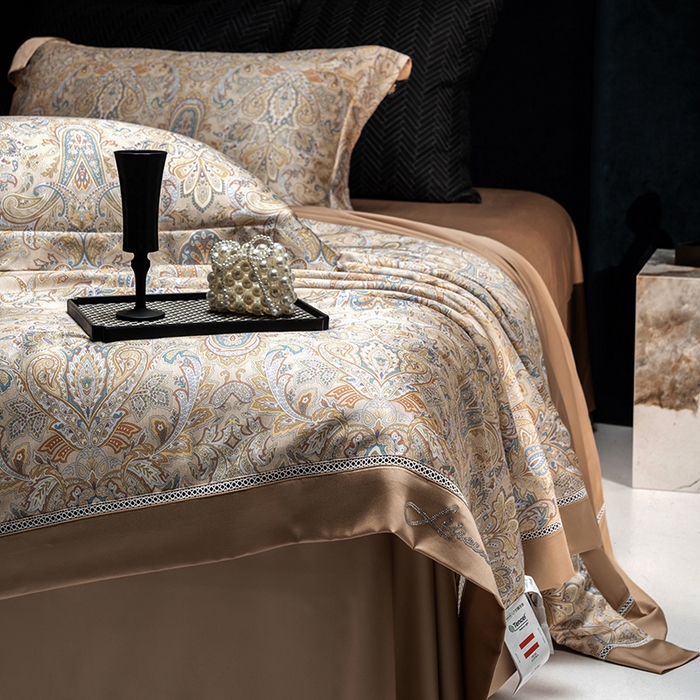 91家纺网 家纺一手货源 找家纺 丽笙被芯 2025新款A类兰精天丝欧式数码印花醋酸纤维夏被 奥罗拉