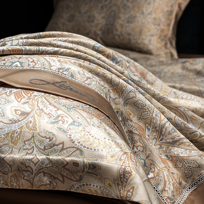 91家纺网 家纺一手货源 找家纺 丽笙被芯 2025新款A类兰精天丝欧式数码印花醋酸纤维夏被 奥罗拉