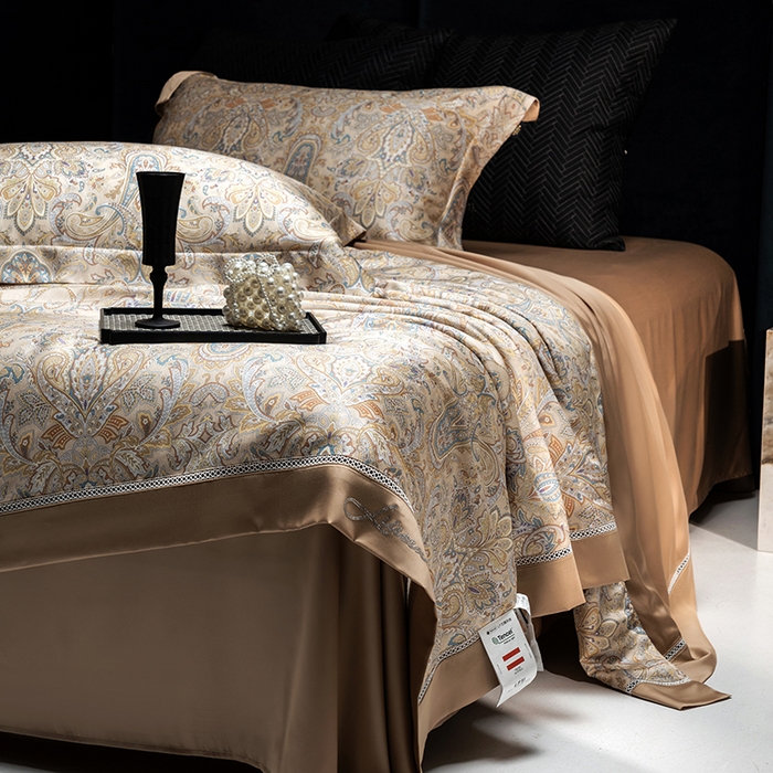 91家纺网 家纺一手货源 找家纺 丽笙被芯 2025新款A类兰精天丝欧式数码印花醋酸纤维夏被 奥罗拉