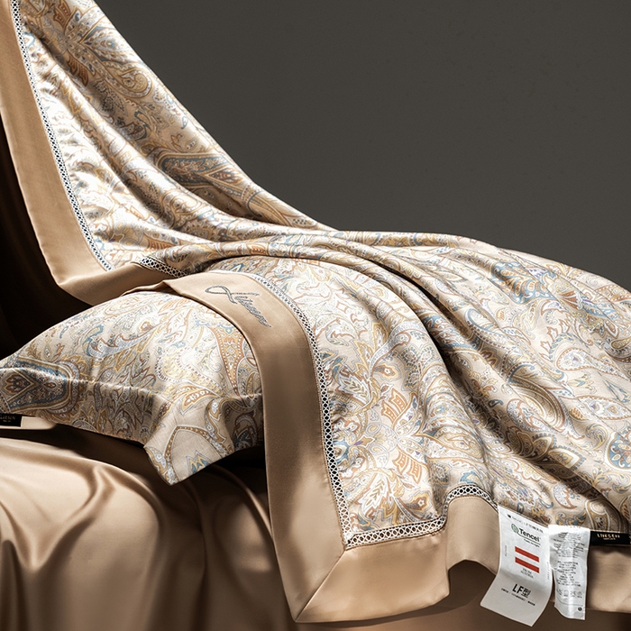 91家纺网 家纺一手货源 找家纺 丽笙被芯 2025新款A类兰精天丝欧式数码印花醋酸纤维夏被 奥罗拉