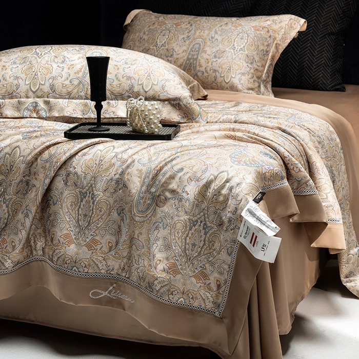 91家纺网 家纺一手货源 找家纺 丽笙被芯 2025新款A类兰精天丝欧式数码印花醋酸纤维夏被 奥罗拉