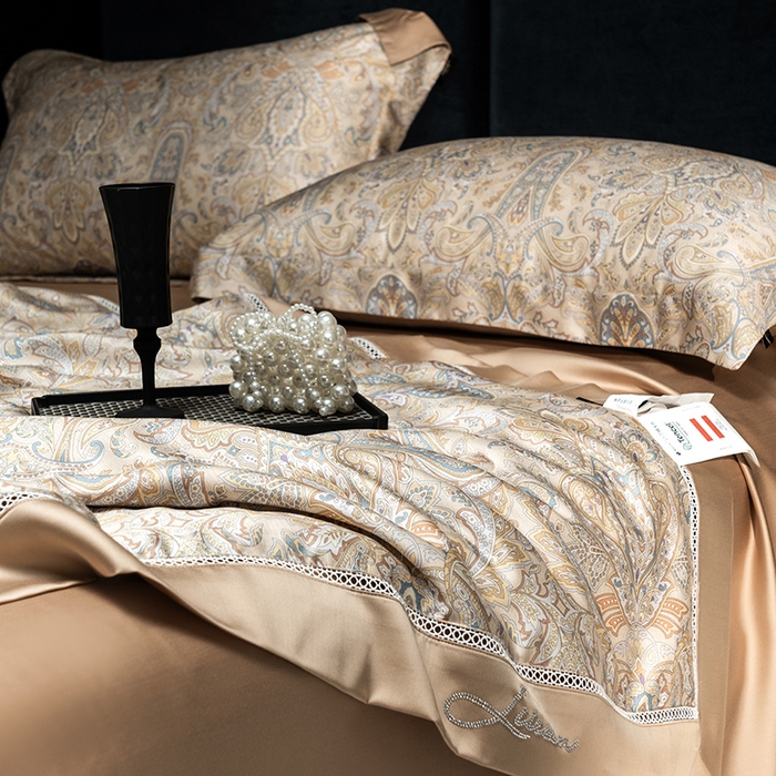 91家纺网 家纺一手货源 找家纺 丽笙被芯 2025新款A类兰精天丝欧式数码印花醋酸纤维夏被 奥罗拉