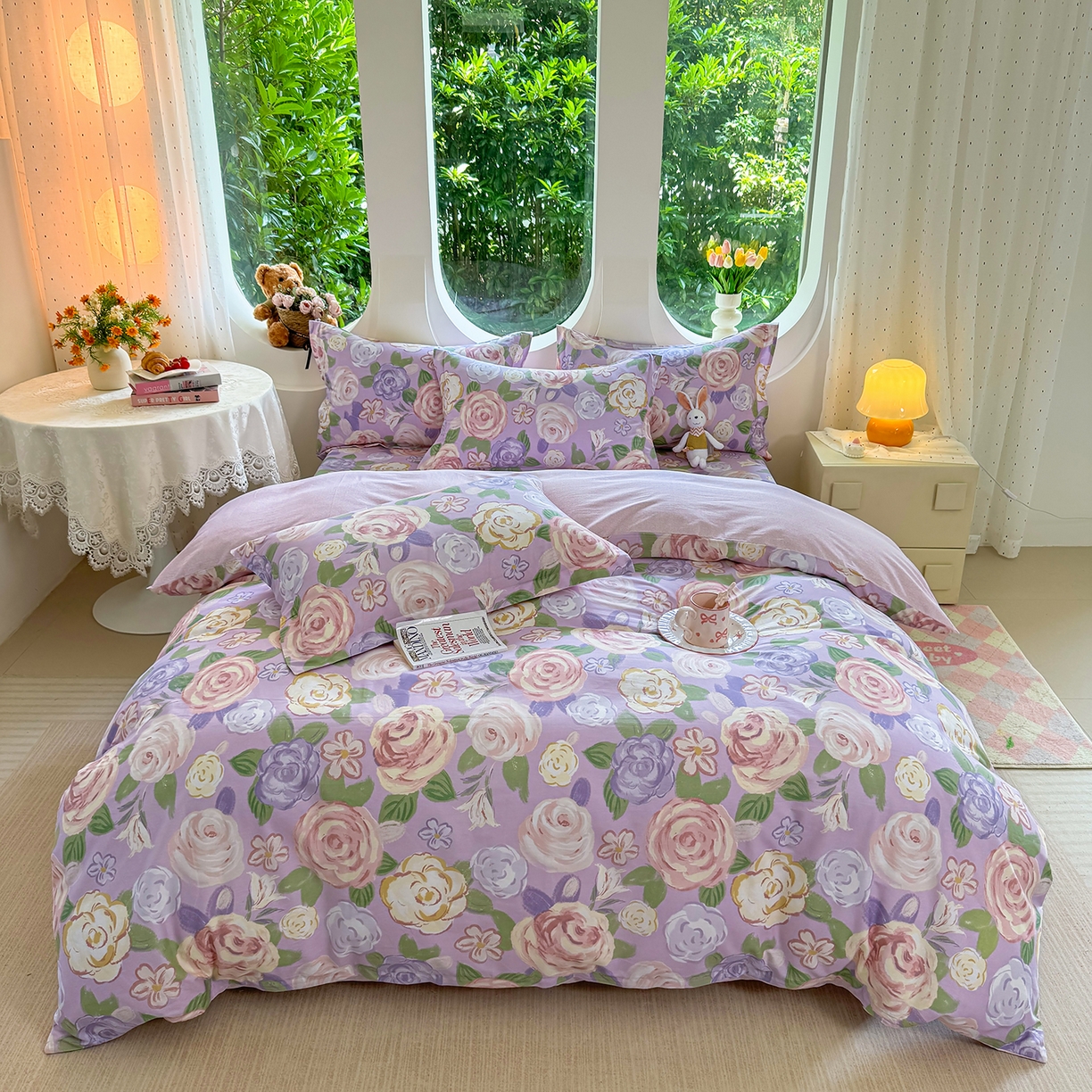 91家纺网 家纺一手货源 找家纺 壹贝家纺2025新款全棉四件套 国色天香