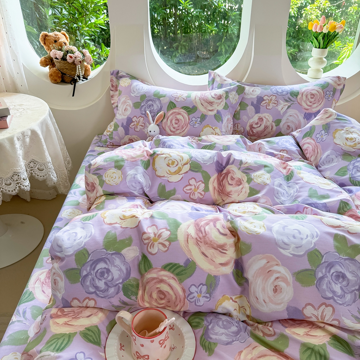 91家纺网 家纺一手货源 找家纺 壹贝家纺2025新款全棉四件套 国色天香