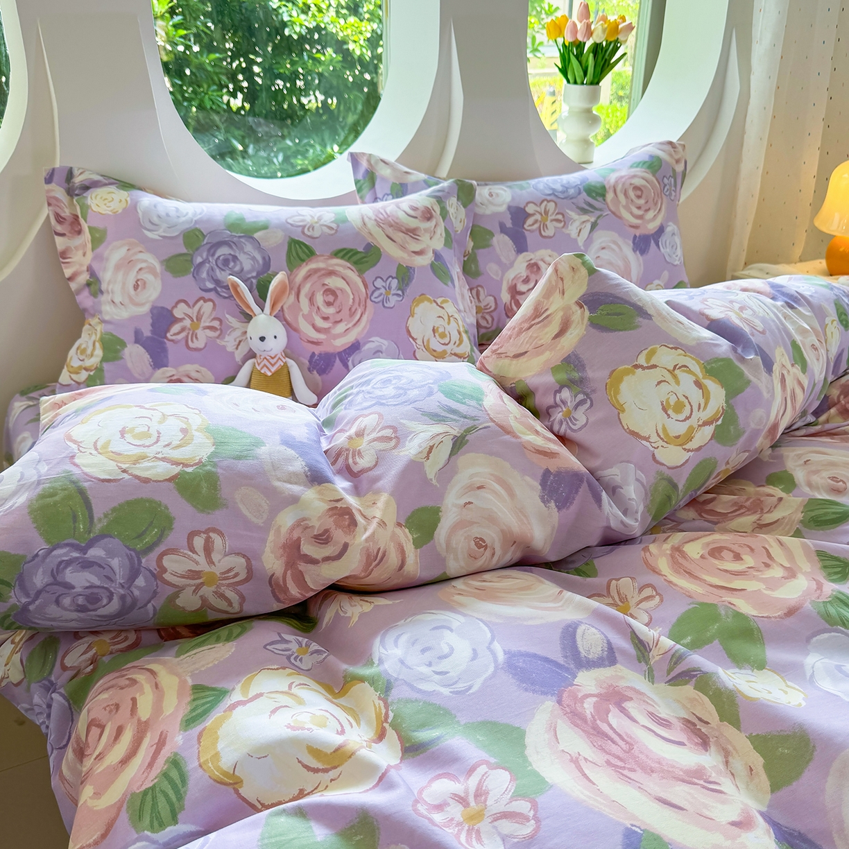 91家纺网 家纺一手货源 找家纺 壹贝家纺2025新款全棉四件套 国色天香