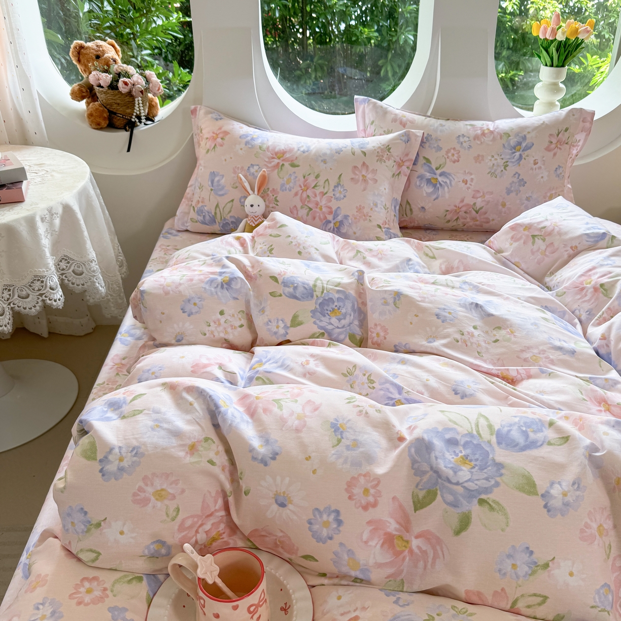 91家纺网 家纺一手货源 找家纺 壹贝家纺2025新款全棉四件套 浣溪沙