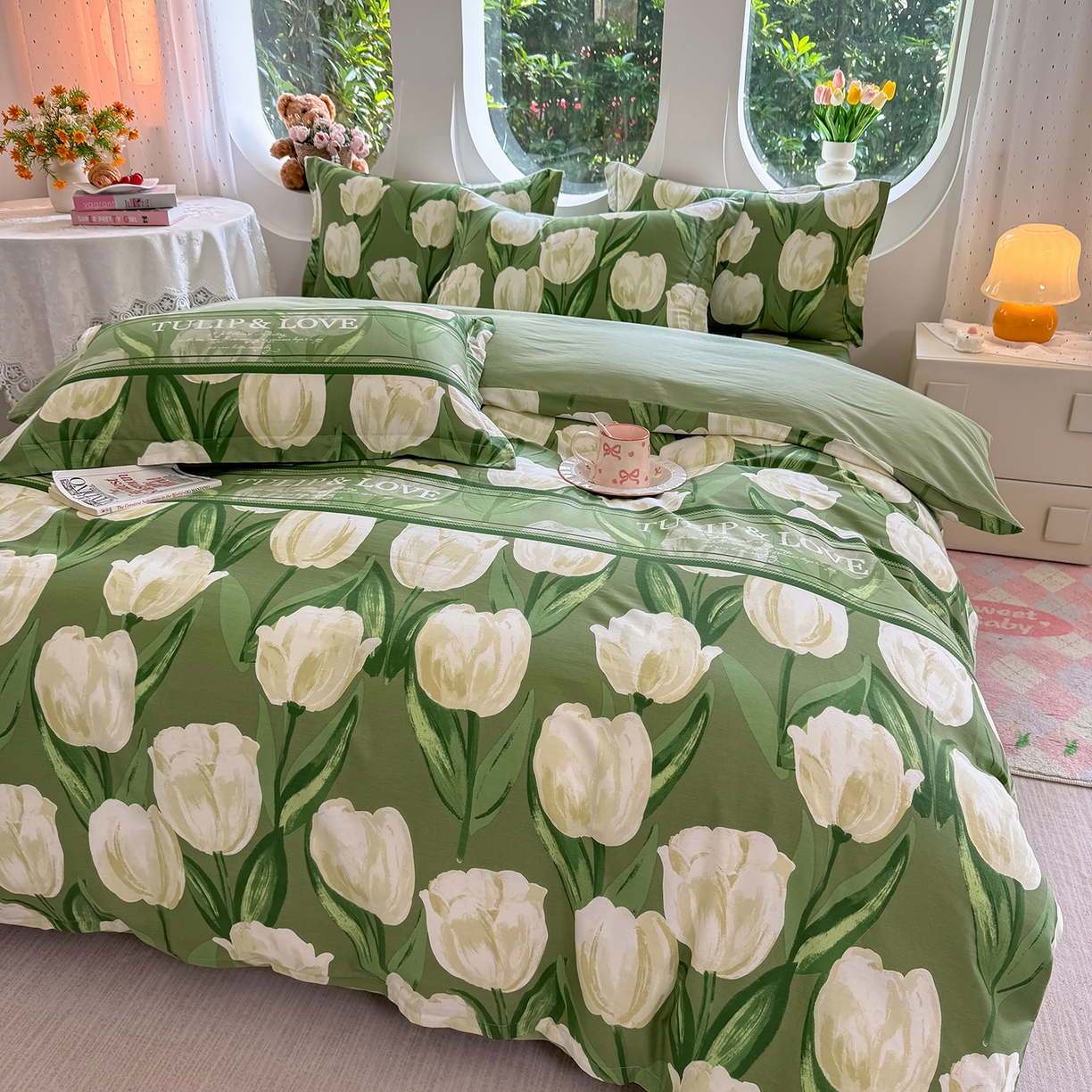 91家纺网 家纺一手货源 找家纺 壹贝家纺2025新款全棉四件套 铃兰物语