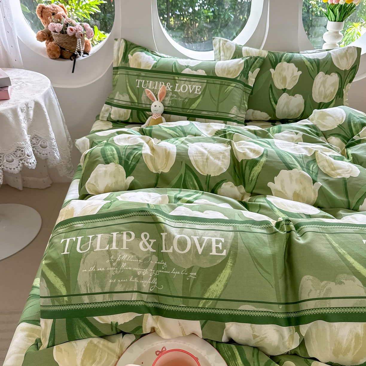 91家纺网 家纺一手货源 找家纺 壹贝家纺2025新款全棉四件套 铃兰物语