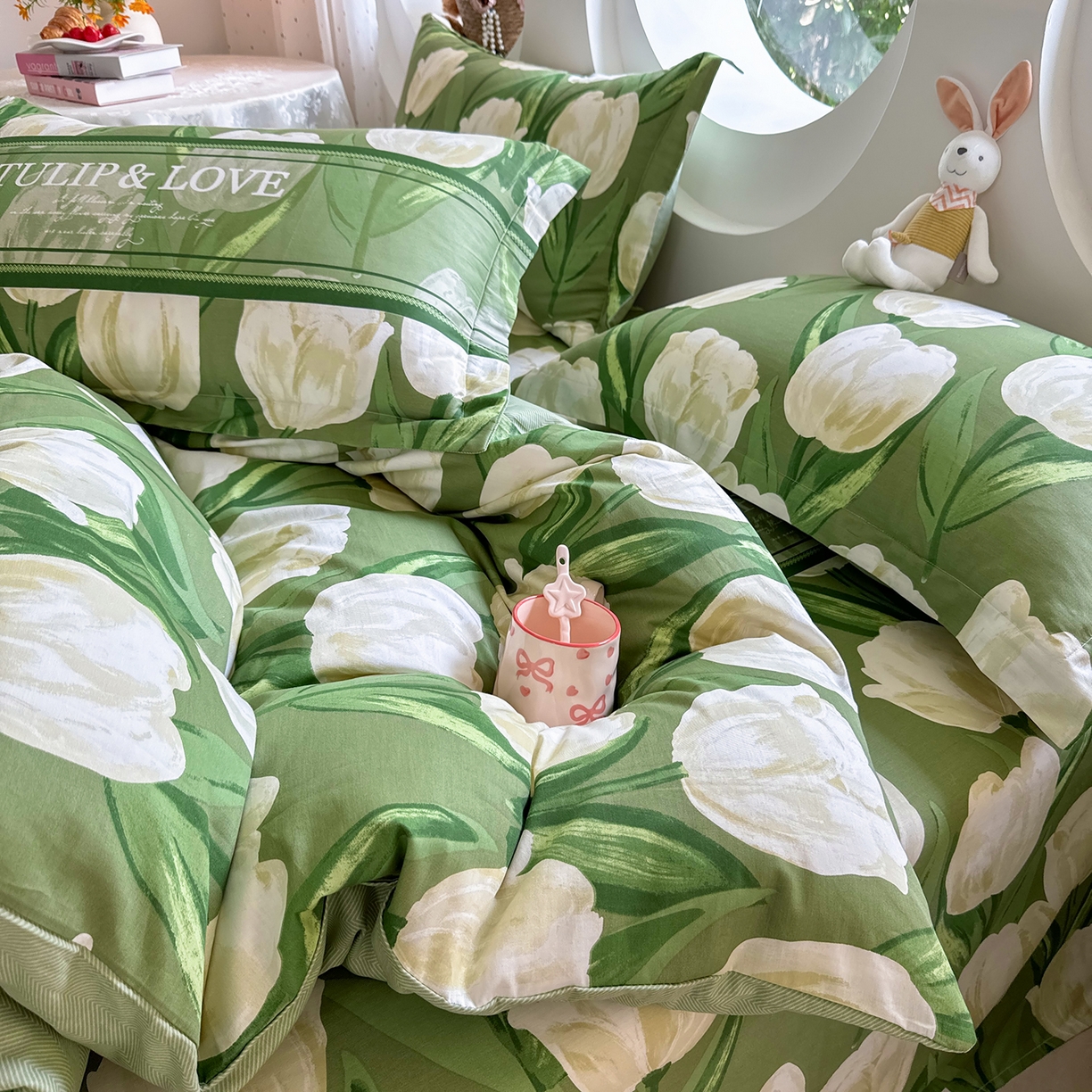 91家纺网 家纺一手货源 找家纺 壹贝家纺2025新款全棉四件套 铃兰物语