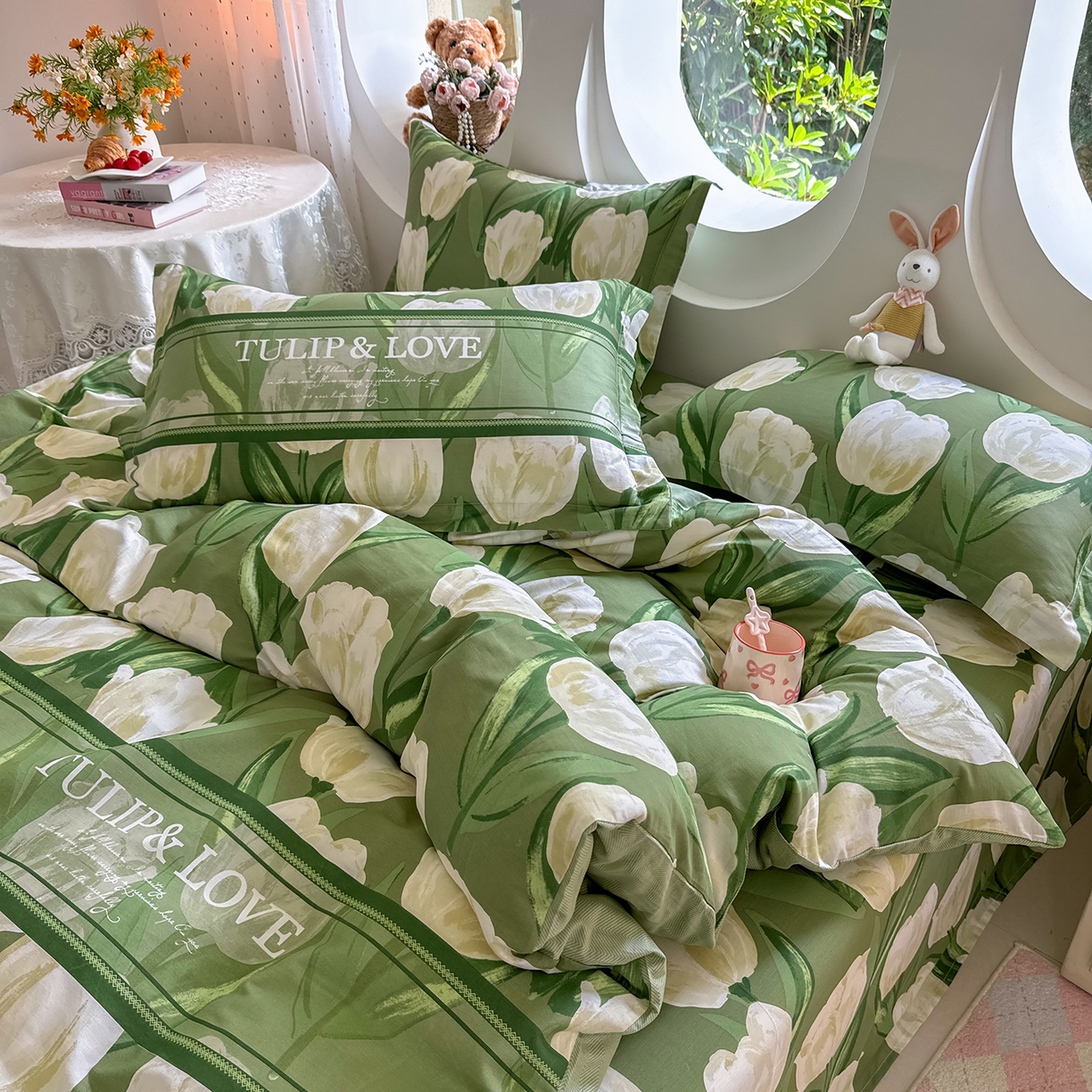 91家纺网 家纺一手货源 找家纺 壹贝家纺2025新款全棉四件套 铃兰物语