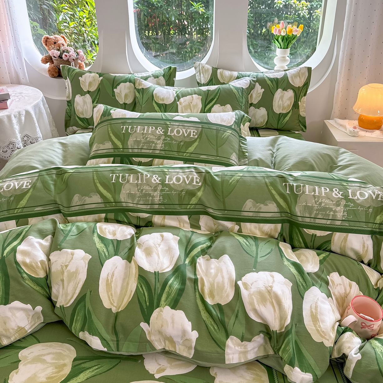 91家纺网 家纺一手货源 找家纺 壹贝家纺2025新款全棉四件套 铃兰物语