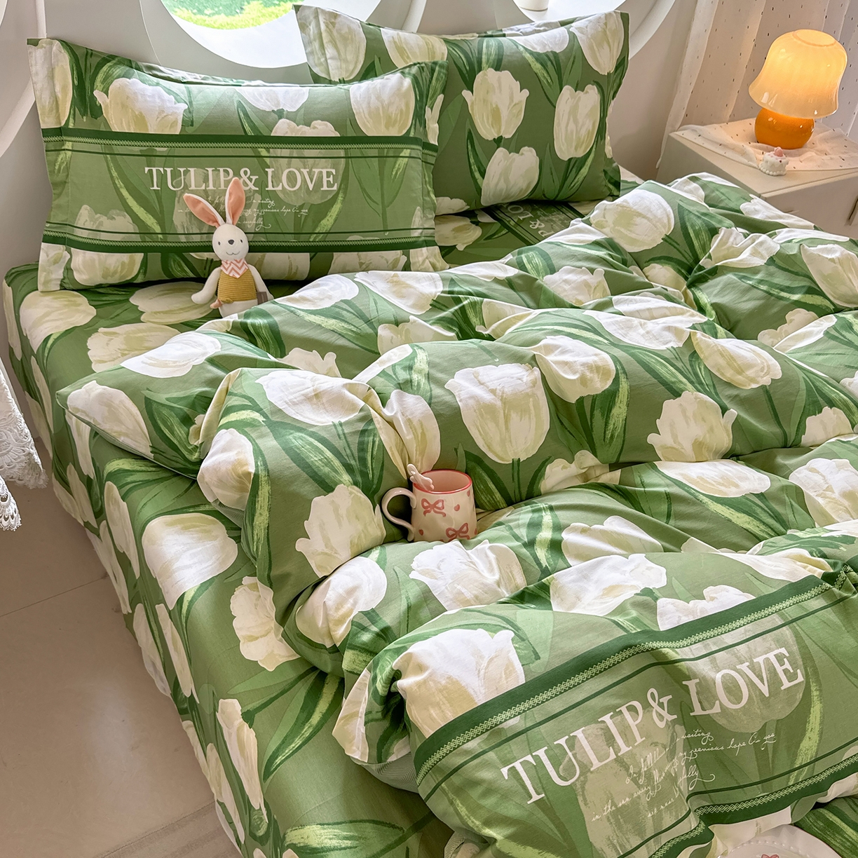 91家纺网 家纺一手货源 找家纺 壹贝家纺2025新款全棉四件套 铃兰物语