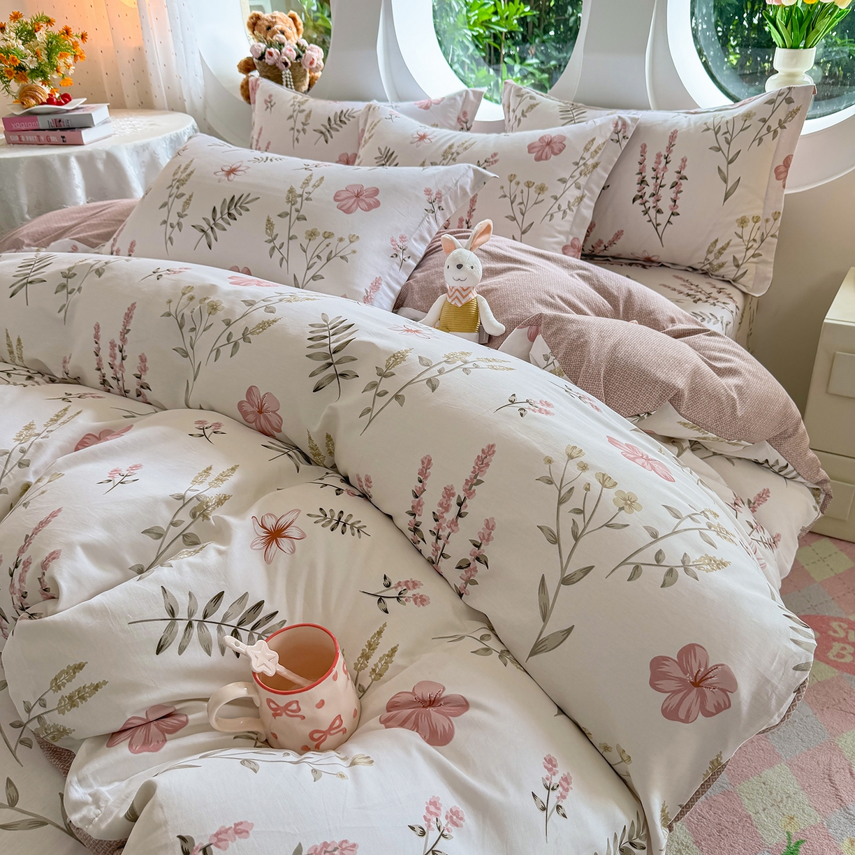 91家纺网 家纺一手货源 找家纺 壹贝家纺2025新款全棉四件套 陌上花开