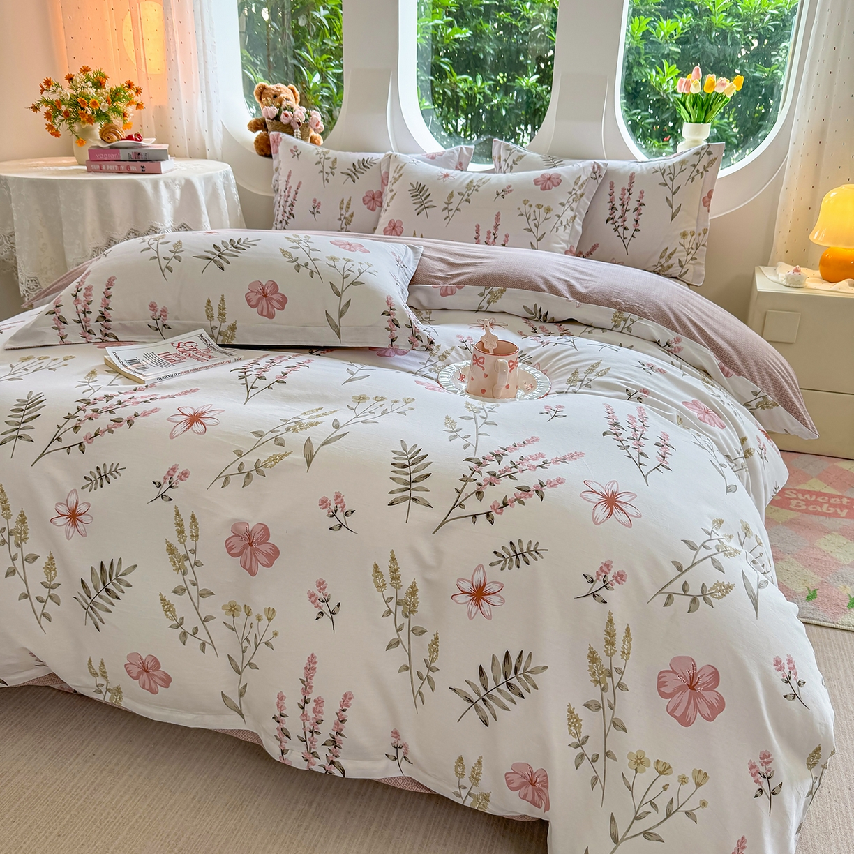 91家纺网 家纺一手货源 找家纺 壹贝家纺2025新款全棉四件套 陌上花开