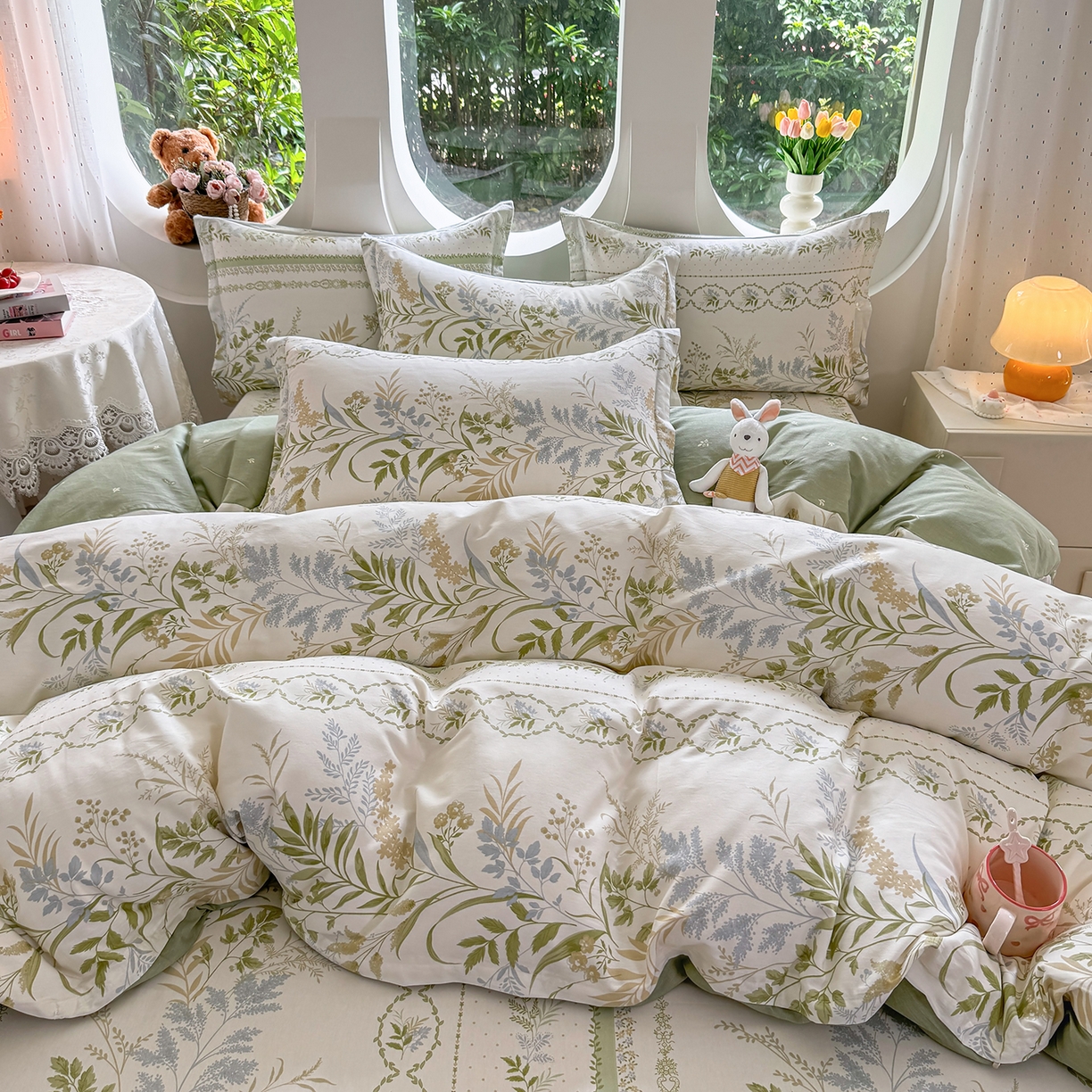 91家纺网 家纺一手货源 找家纺 壹贝家纺2025新款全棉四件套 沐雅清风