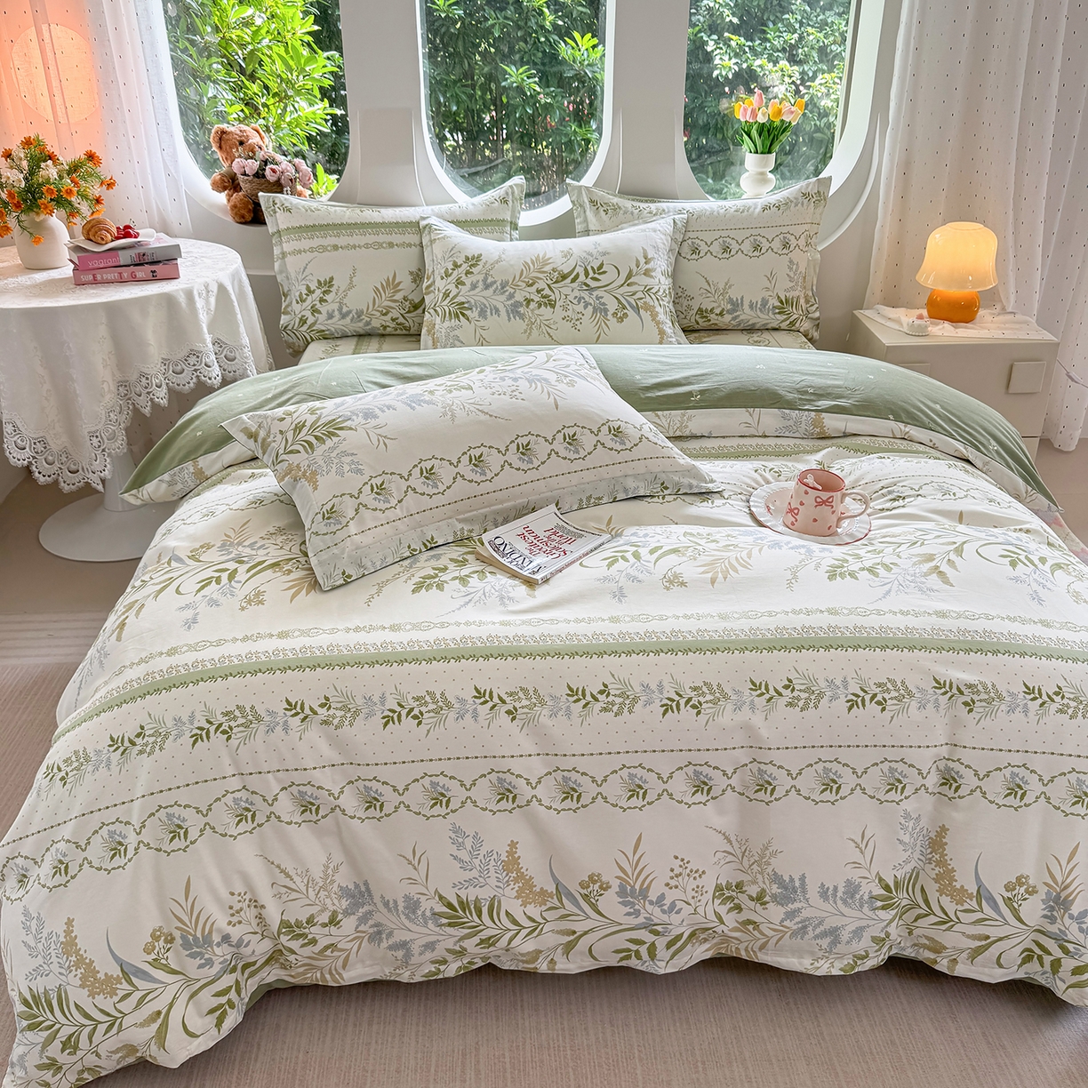 91家纺网 家纺一手货源 找家纺 壹贝家纺2025新款全棉四件套 沐雅清风