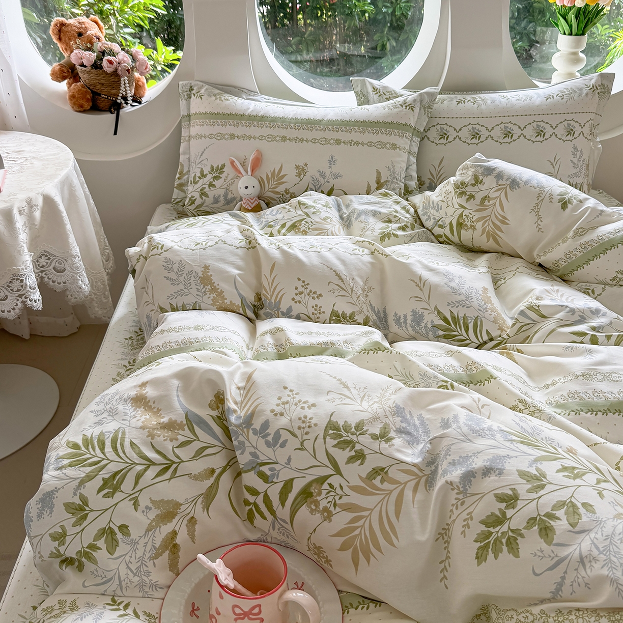 91家纺网 家纺一手货源 找家纺 壹贝家纺2025新款全棉四件套 沐雅清风