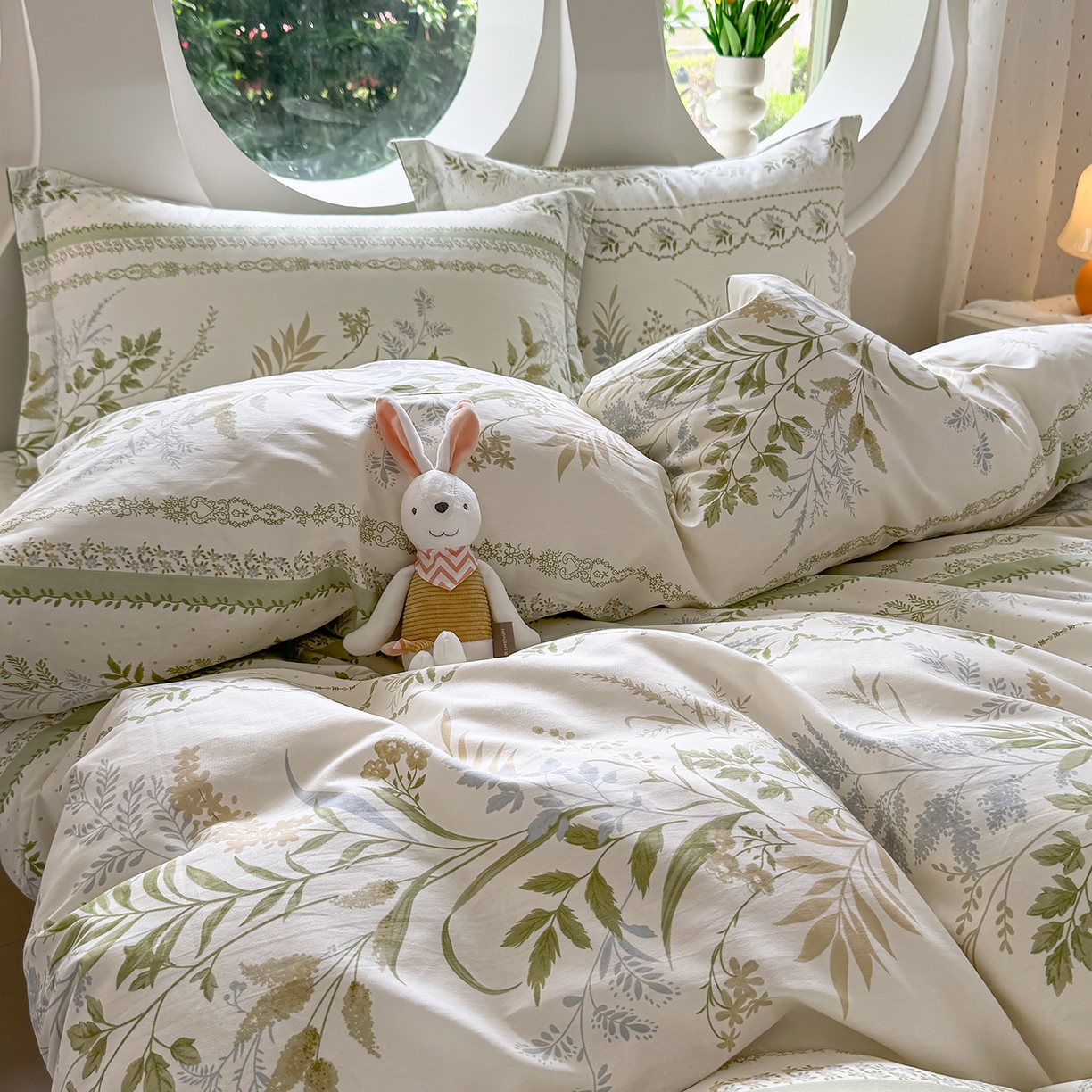 91家纺网 家纺一手货源 找家纺 壹贝家纺2025新款全棉四件套 沐雅清风