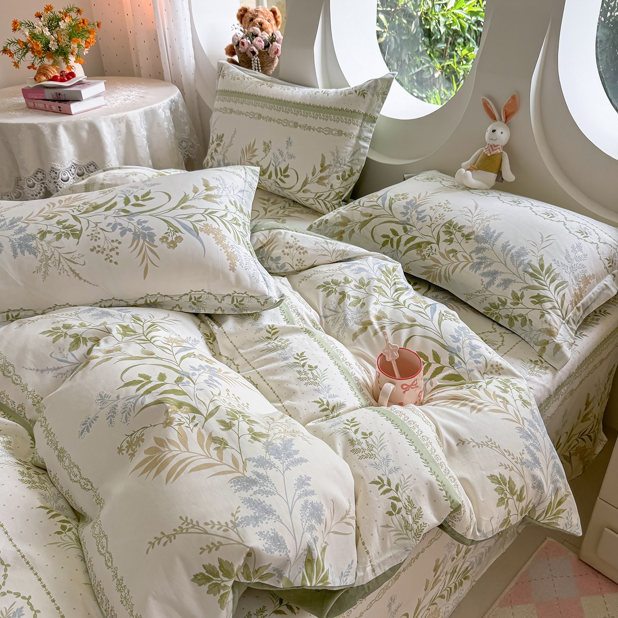 91家纺网 家纺一手货源 找家纺 壹贝家纺2025新款全棉四件套 沐雅清风