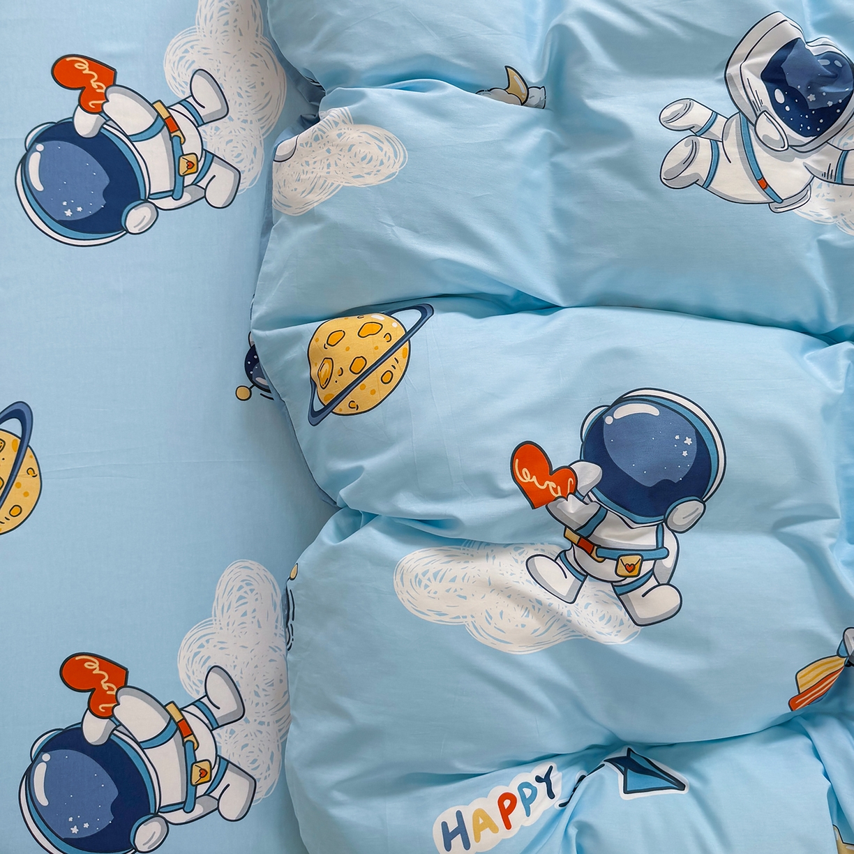 91家纺网 家纺一手货源 找家纺 壹贝家纺2025新款全棉四件套 太空奇遇