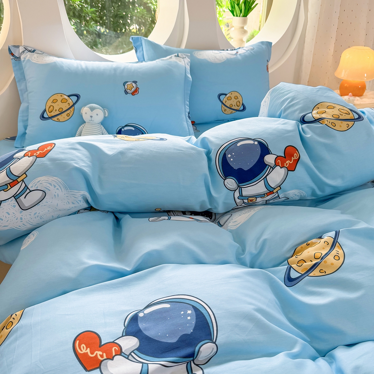 91家纺网 家纺一手货源 找家纺 壹贝家纺2025新款全棉四件套 太空奇遇