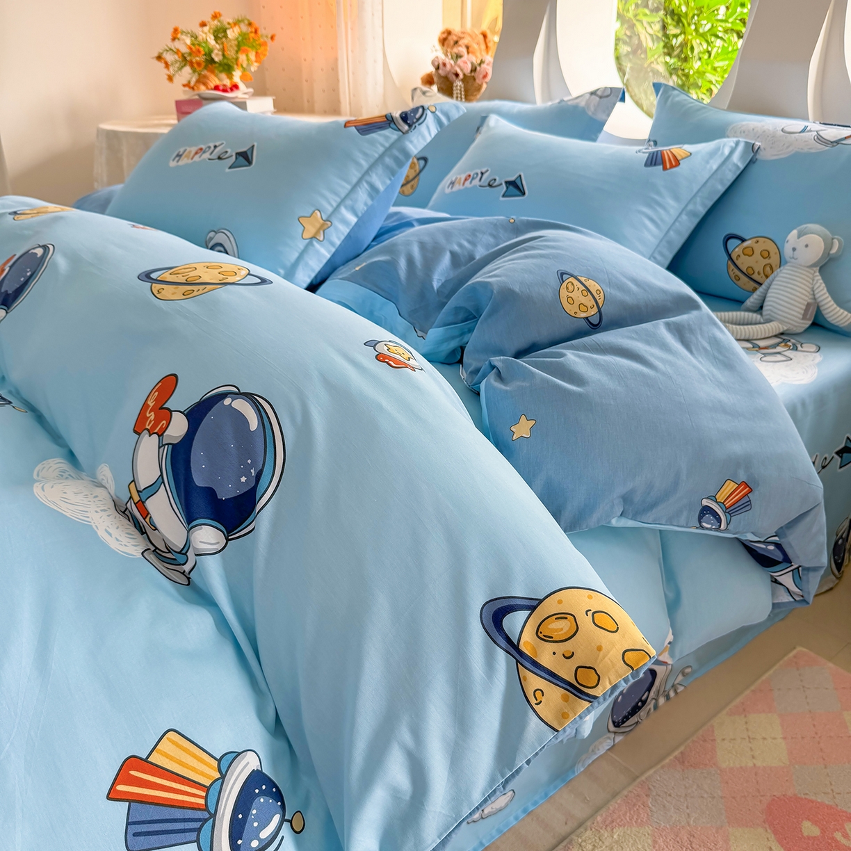 壹贝家纺2025新款全棉四件套 太空奇遇