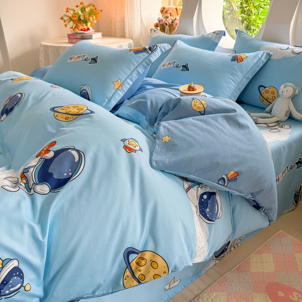 91家纺网 家纺一手货源 找家纺 壹贝家纺2025新款全棉四件套 太空奇遇