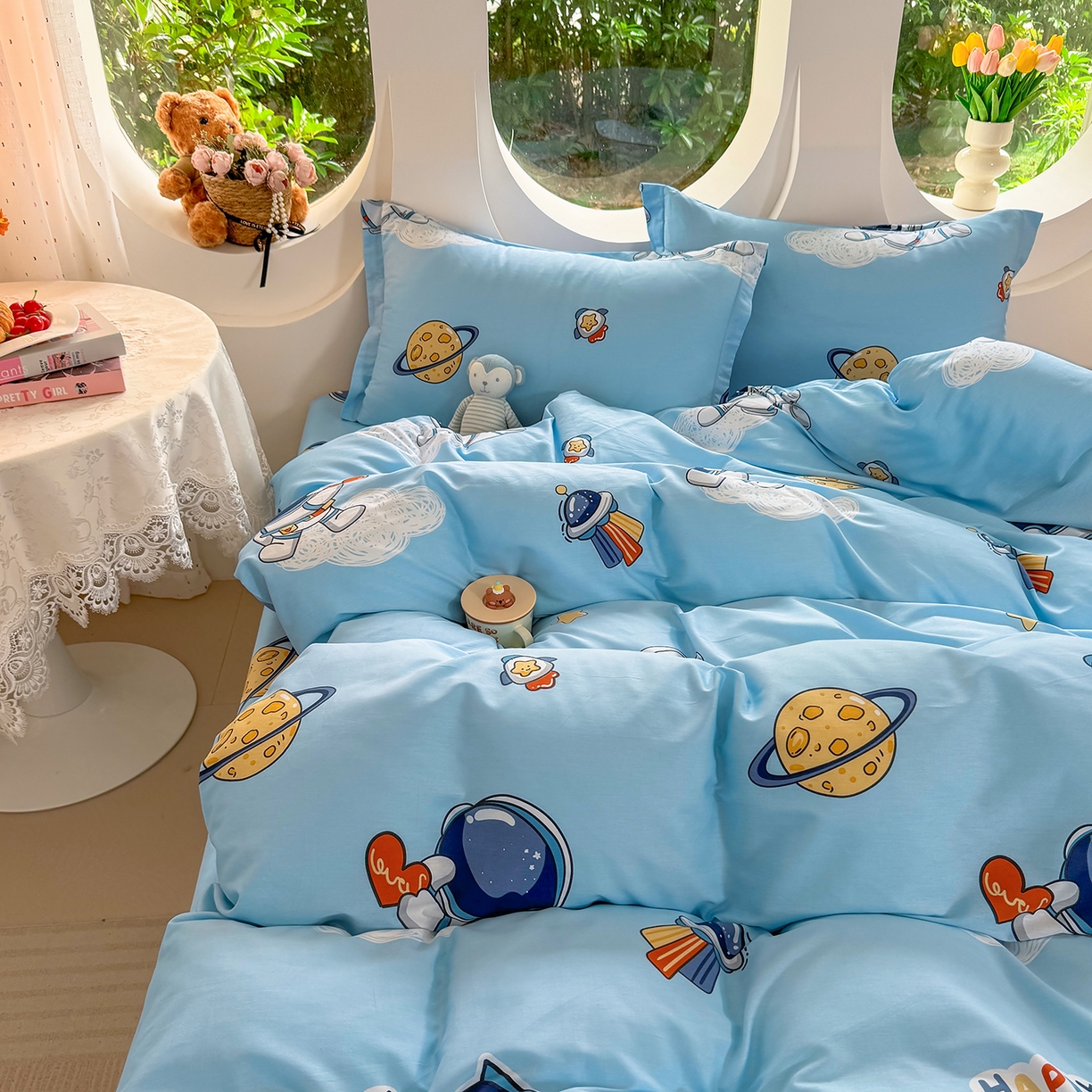 91家纺网 家纺一手货源 找家纺 壹贝家纺2025新款全棉四件套 太空奇遇