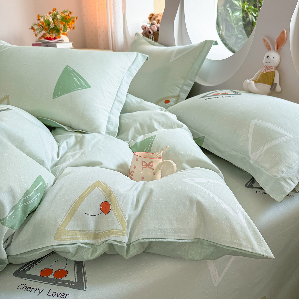 91家纺网 家纺一手货源 找家纺 壹贝家纺2025新款全棉四件套 小可布丁