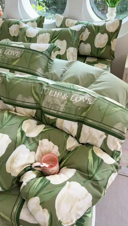 91家纺网 家纺一手货源 找家纺 壹贝家纺2025新款全棉四件套 铃兰物语