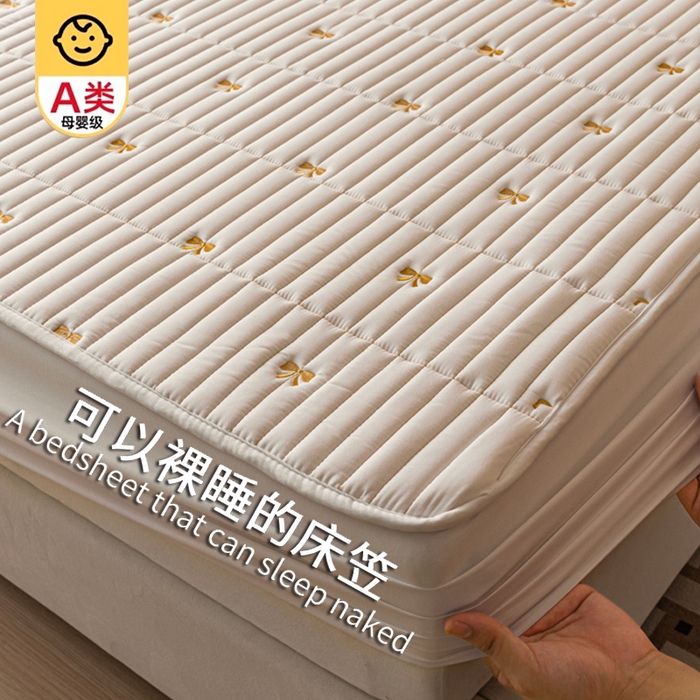 91家纺网 家纺一手货源 找家纺 （总）暖季家纺 2025新款A类亲肤面料夹棉绣花床笠-不防水款