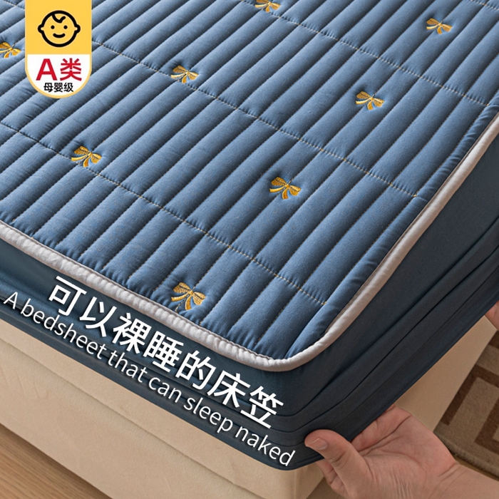 91家纺网 家纺一手货源 找家纺 （总）暖季家纺 2025新款A类亲肤面料夹棉绣花床笠-不防水款