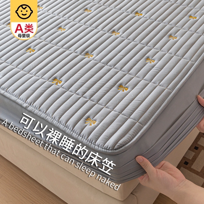 91家纺网 家纺一手货源 找家纺 （总）暖季家纺 2025新款A类亲肤面料夹棉绣花床笠-不防水款