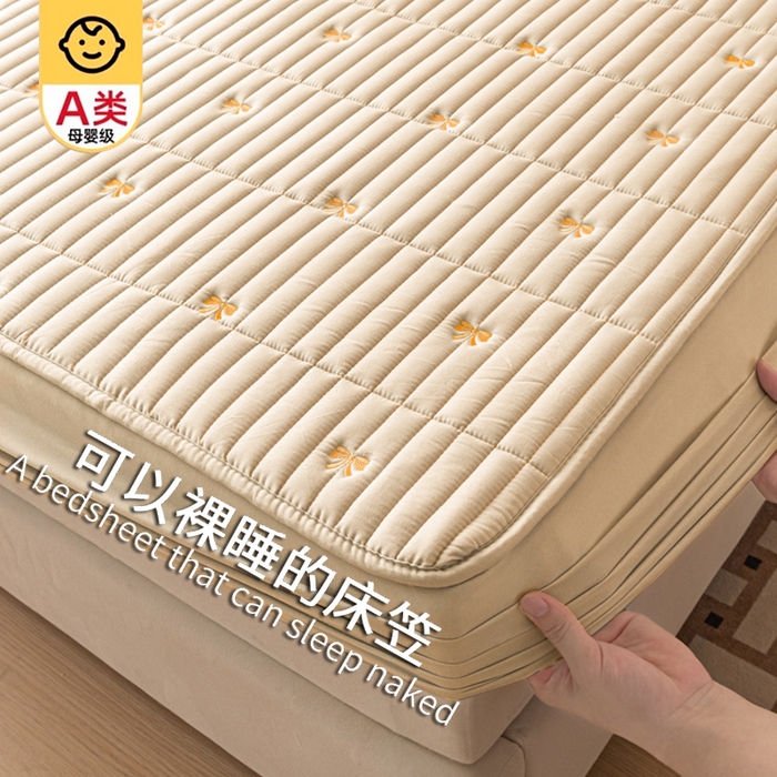 91家纺网 家纺一手货源 找家纺 （总）暖季家纺 2025新款A类亲肤面料夹棉绣花床笠-不防水款