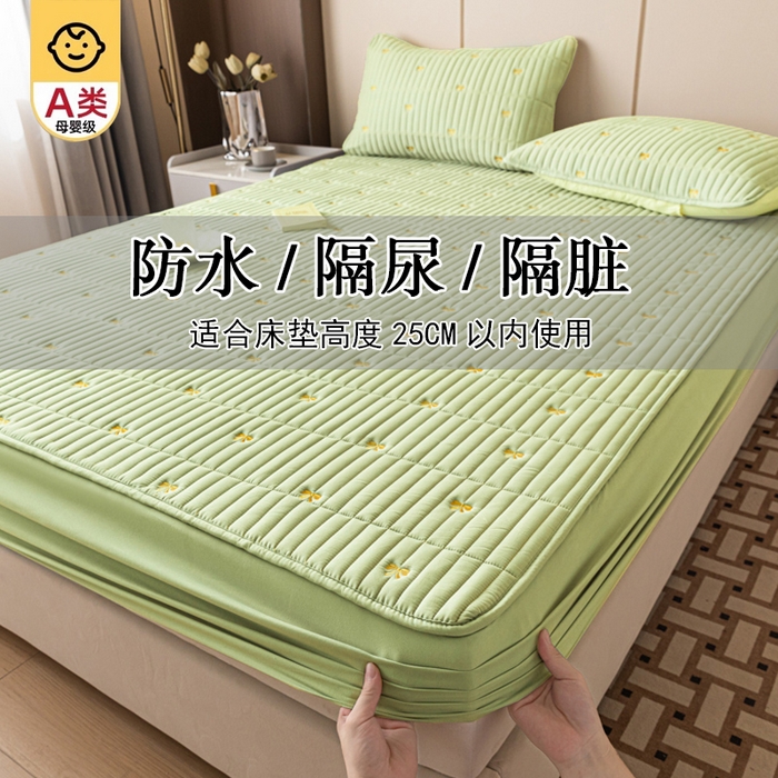 91家纺网 家纺一手货源 找家纺 （总）暖季家纺 2025新款A类亲肤面料夹棉绣花床笠-防水款