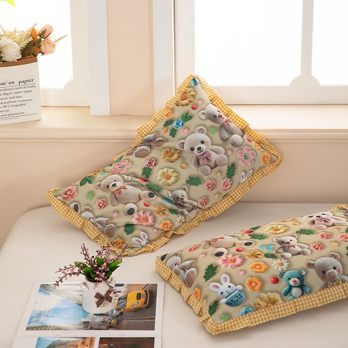 91家纺网 家纺一手货源 找家纺 （总）枕之坊2025新款5D数码印花小熊纯荞麦枕