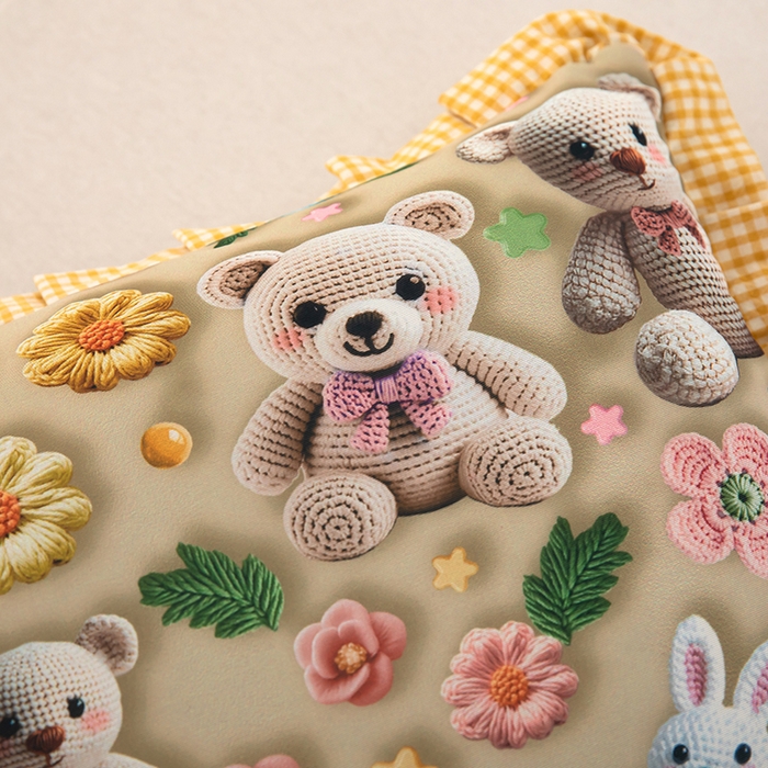 91家纺网 家纺一手货源 找家纺 枕之坊2025新款5D数码印花小熊纯荞麦枕 小熊黄30*52cm