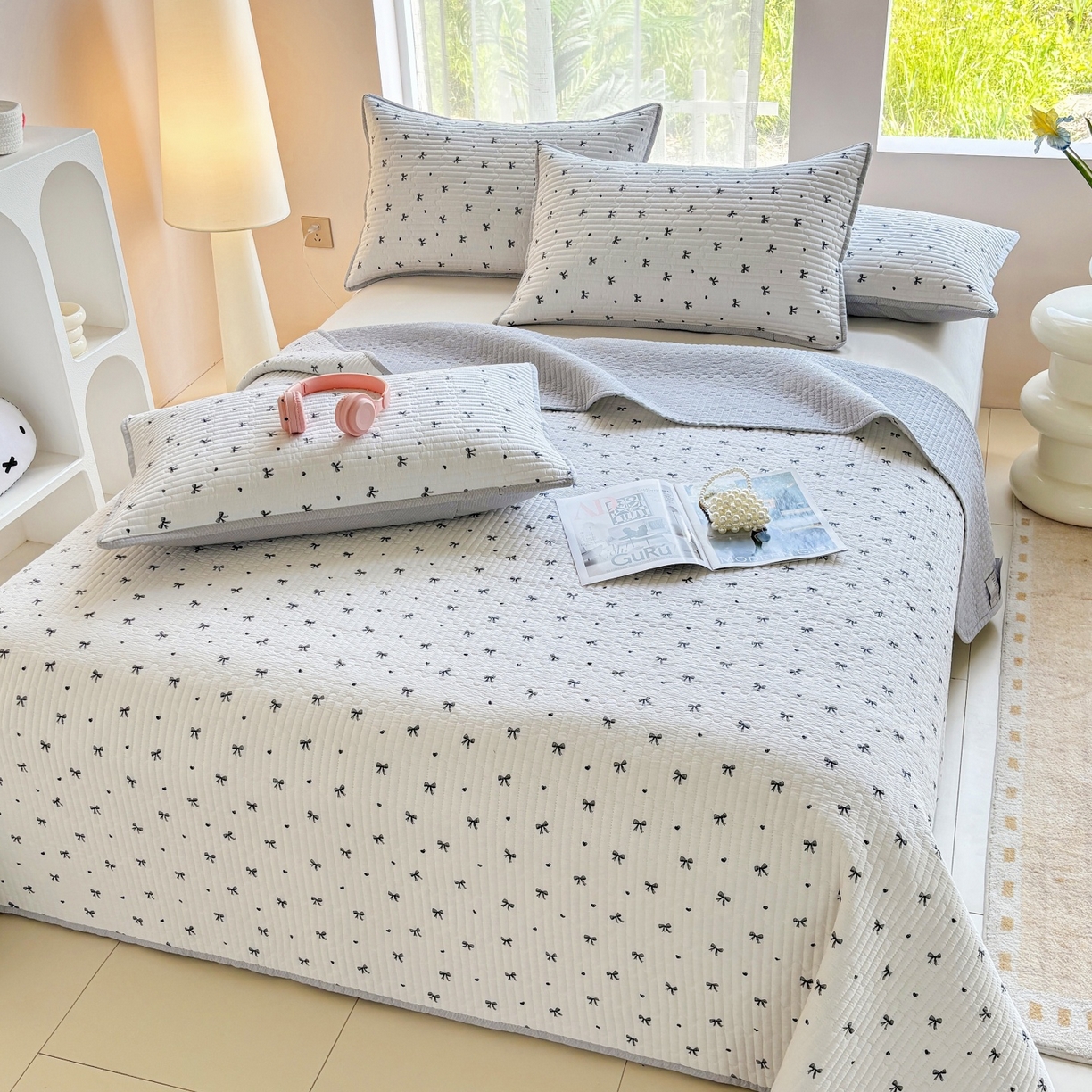 91家纺网 家纺一手货源 找家纺 （总）金艾草 2025新款双面纯棉高温水洗床盖三件套