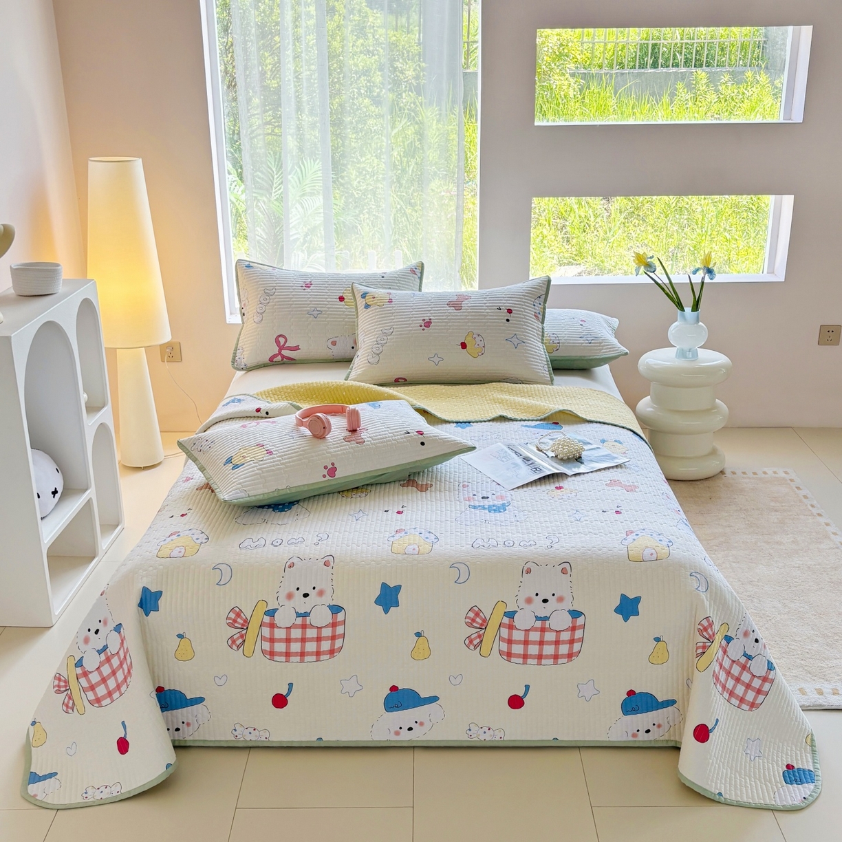 91家纺网 家纺一手货源 找家纺 （总）金艾草 2025新款双面纯棉高温水洗床盖三件套