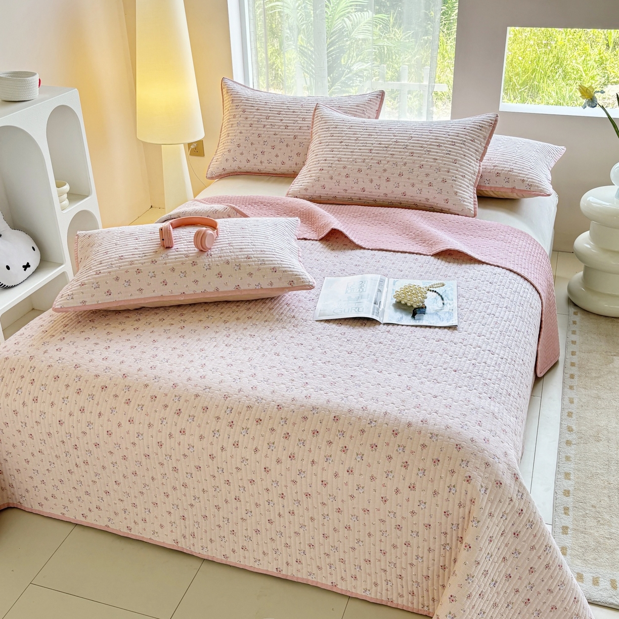 91家纺网 家纺一手货源 找家纺 （总）金艾草 2025新款双面纯棉高温水洗床盖三件套