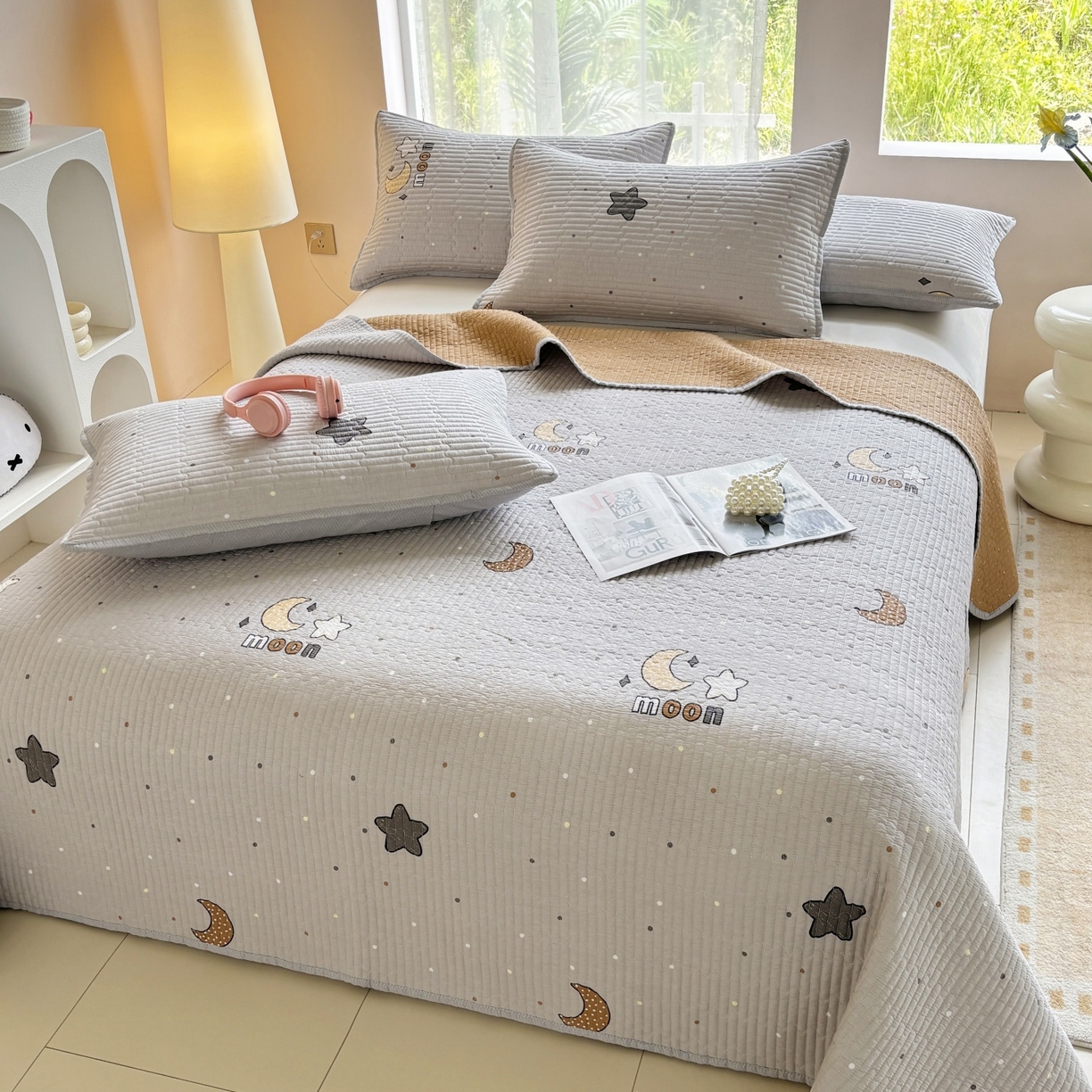 91家纺网 家纺一手货源 找家纺 （总）金艾草 2025新款双面纯棉高温水洗床盖三件套