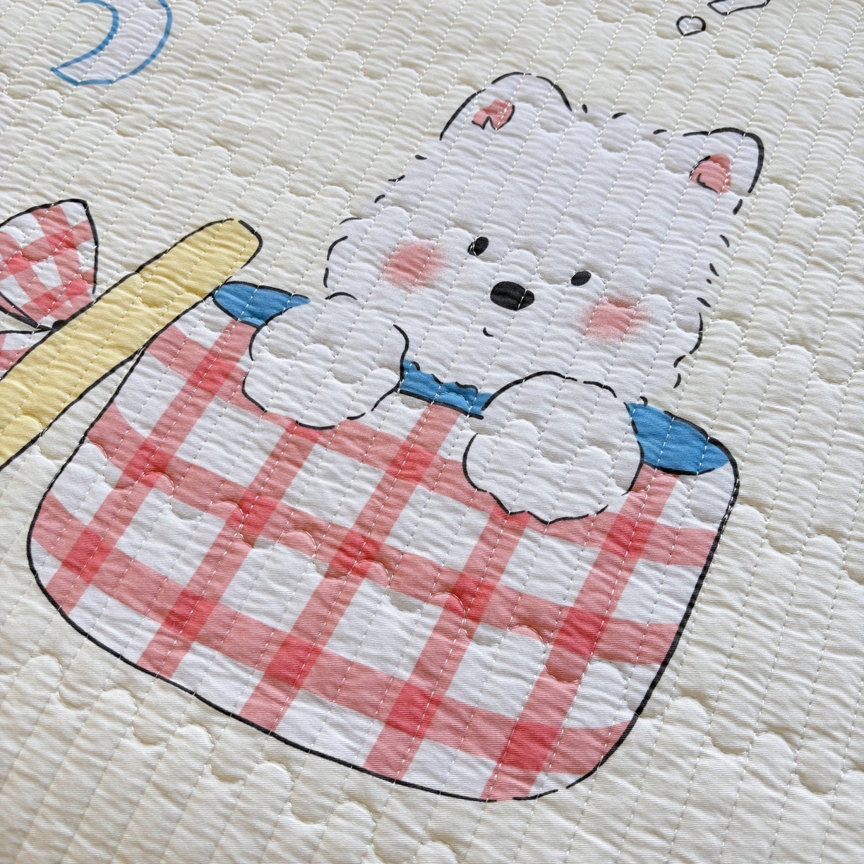 91家纺网 家纺一手货源 找家纺 金艾草 2025新款双面纯棉高温水洗床盖三件套 萌宠小屋