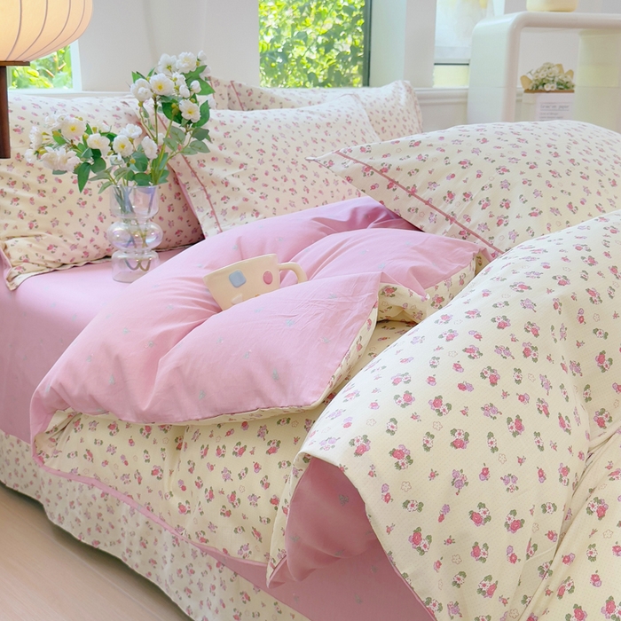 91家纺网 家纺一手货源 找家纺 （总）铭博家纺 2025新款直播爆款100%全棉吊边一字绣工艺款13070印花全棉四件套