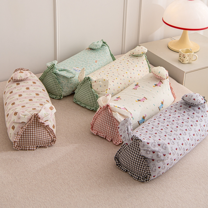 91家纺网 家纺一手货源 找家纺 大熊枕芯 2025新款全棉纯棉三角兔子荞麦枕全荞麦壳颈椎枕午睡护颈枕头枕芯 组合图仅供参考 50x15x15cm/只